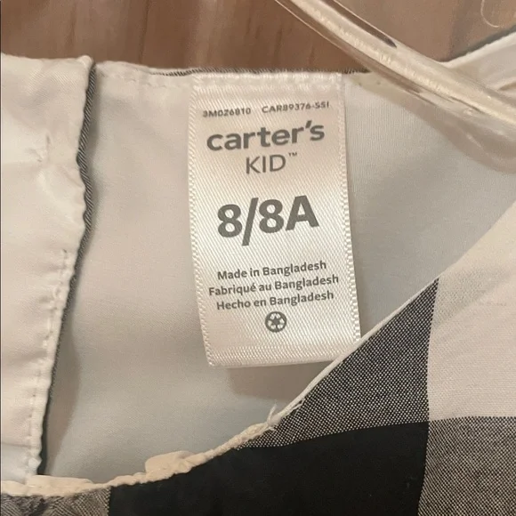 Carter's UGC Girls Size 8 Black and White Buffalo Check Christmas holiday  Dress - Picture 2 of 11